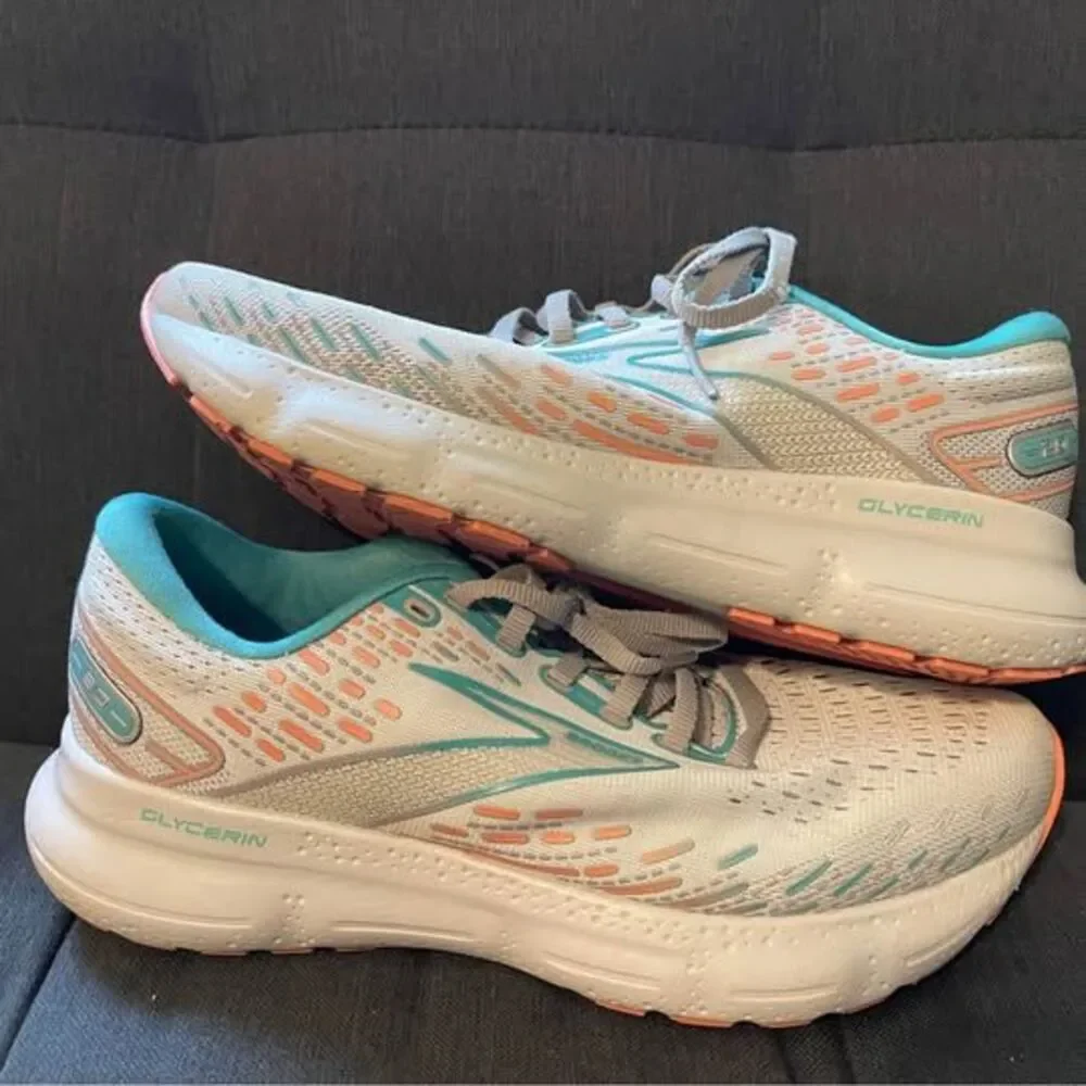 8.5 Wide Brooks Glycerin 20 Women’s Running Shoes Grey Orange